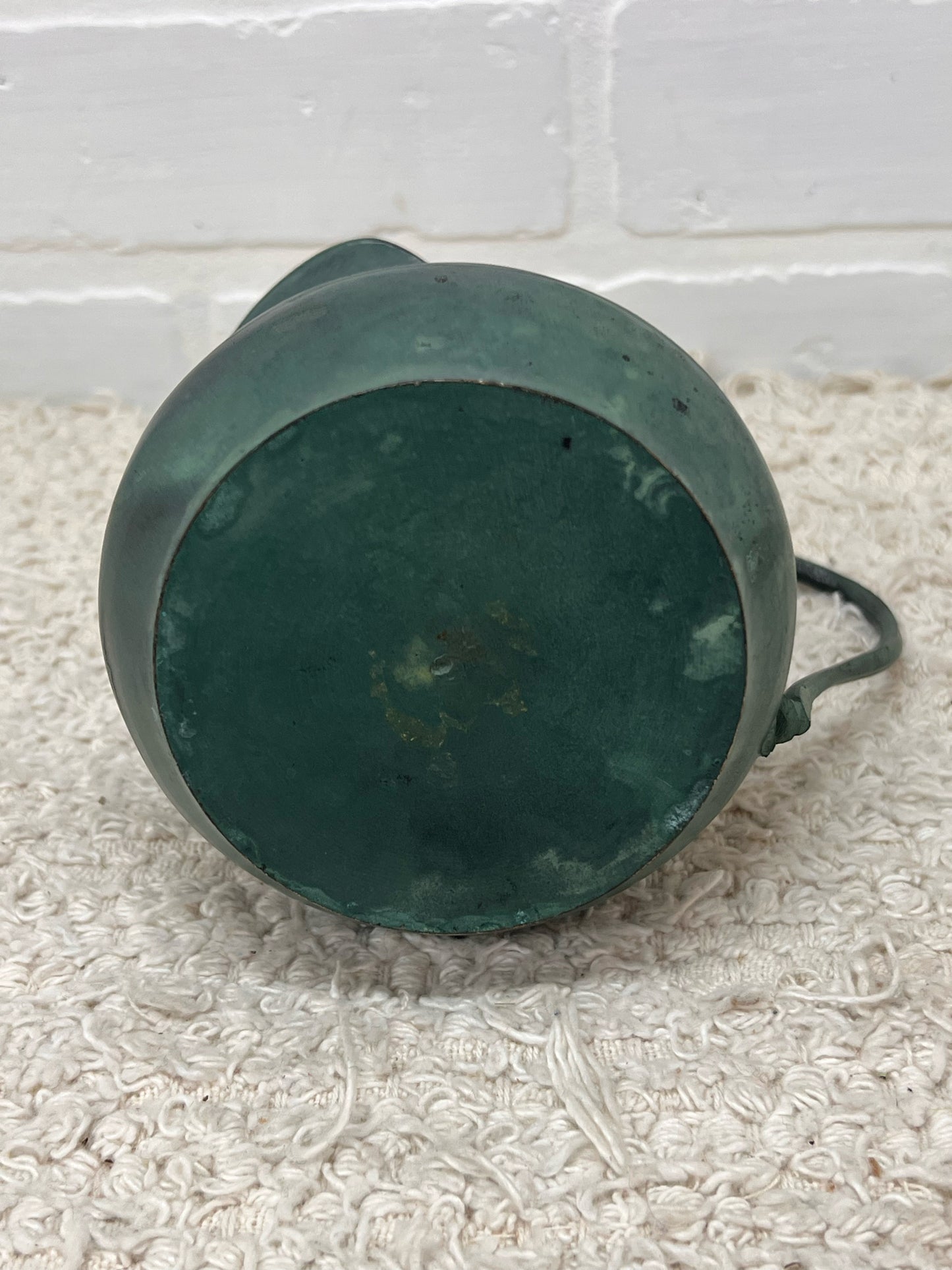 Vintage Green Metal 4" Pitcher w/ Ornate Handle