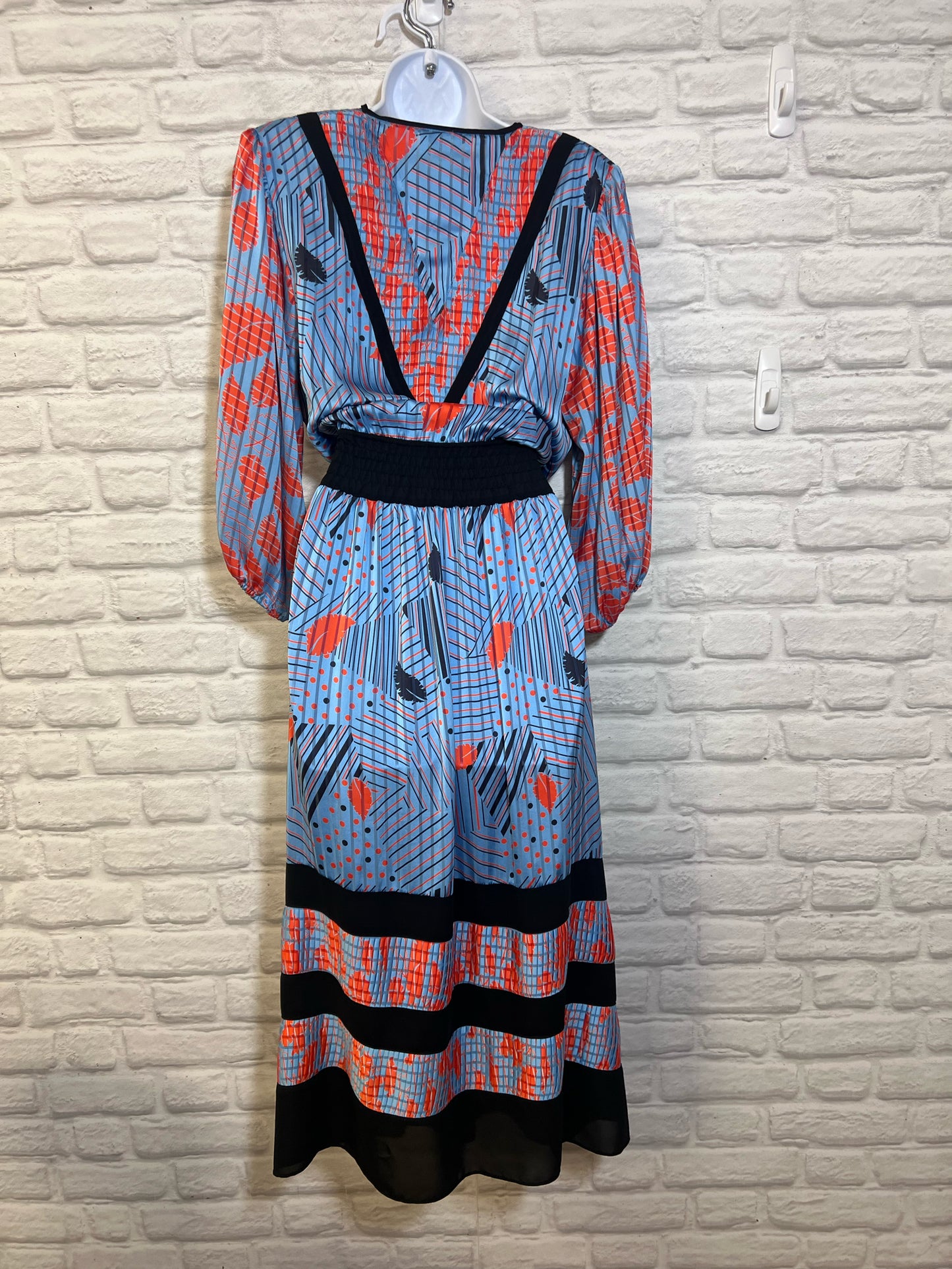 Diane Freis Vintage 1980's Blue Multi Print Midi Dress