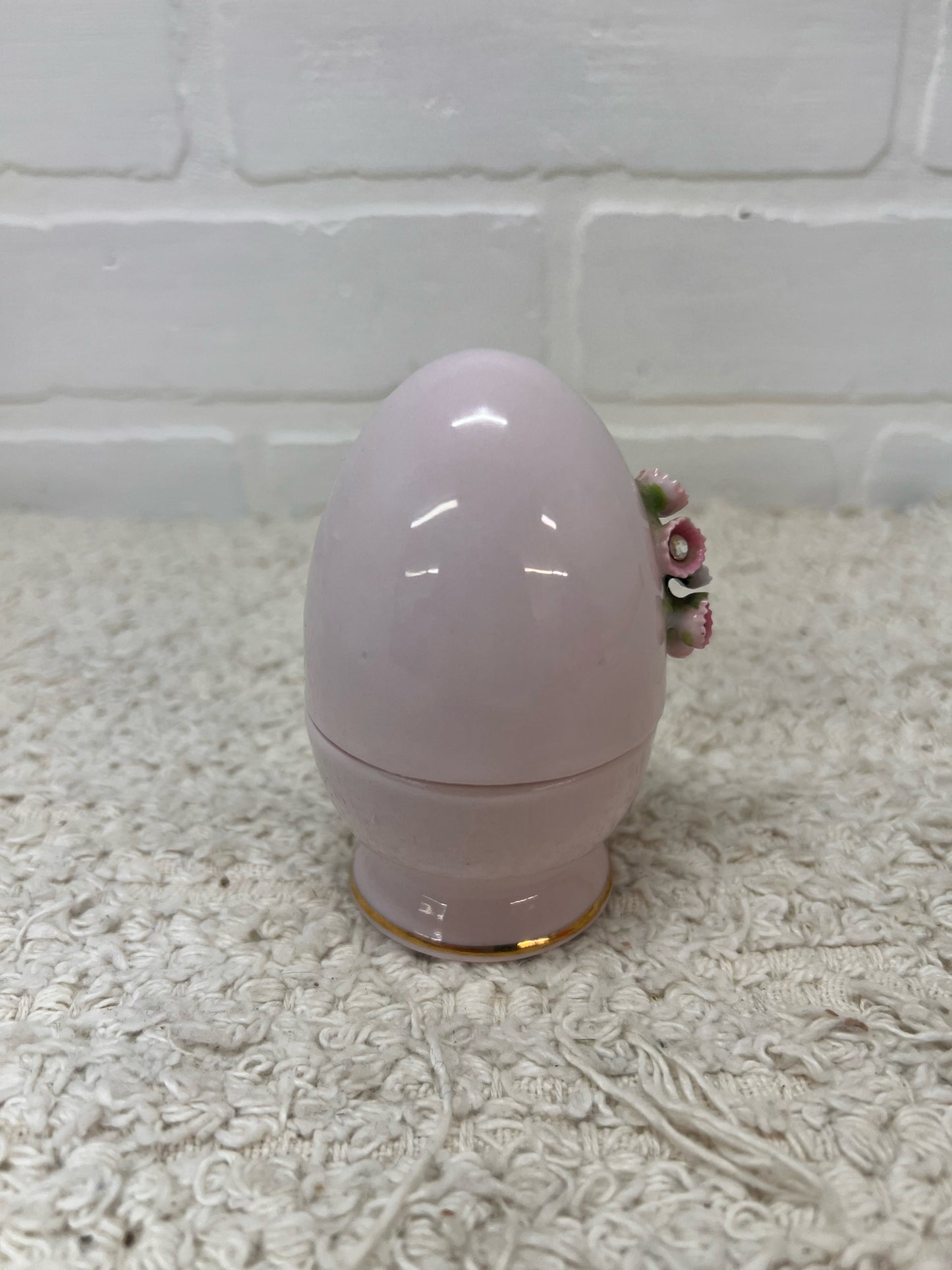 Lefton Trinket Dish - Pink Bejewelled 'Nest Egg'