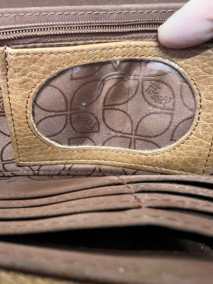 Fossil Vintage Style Keyhole Plate Wallet in Brown Leather