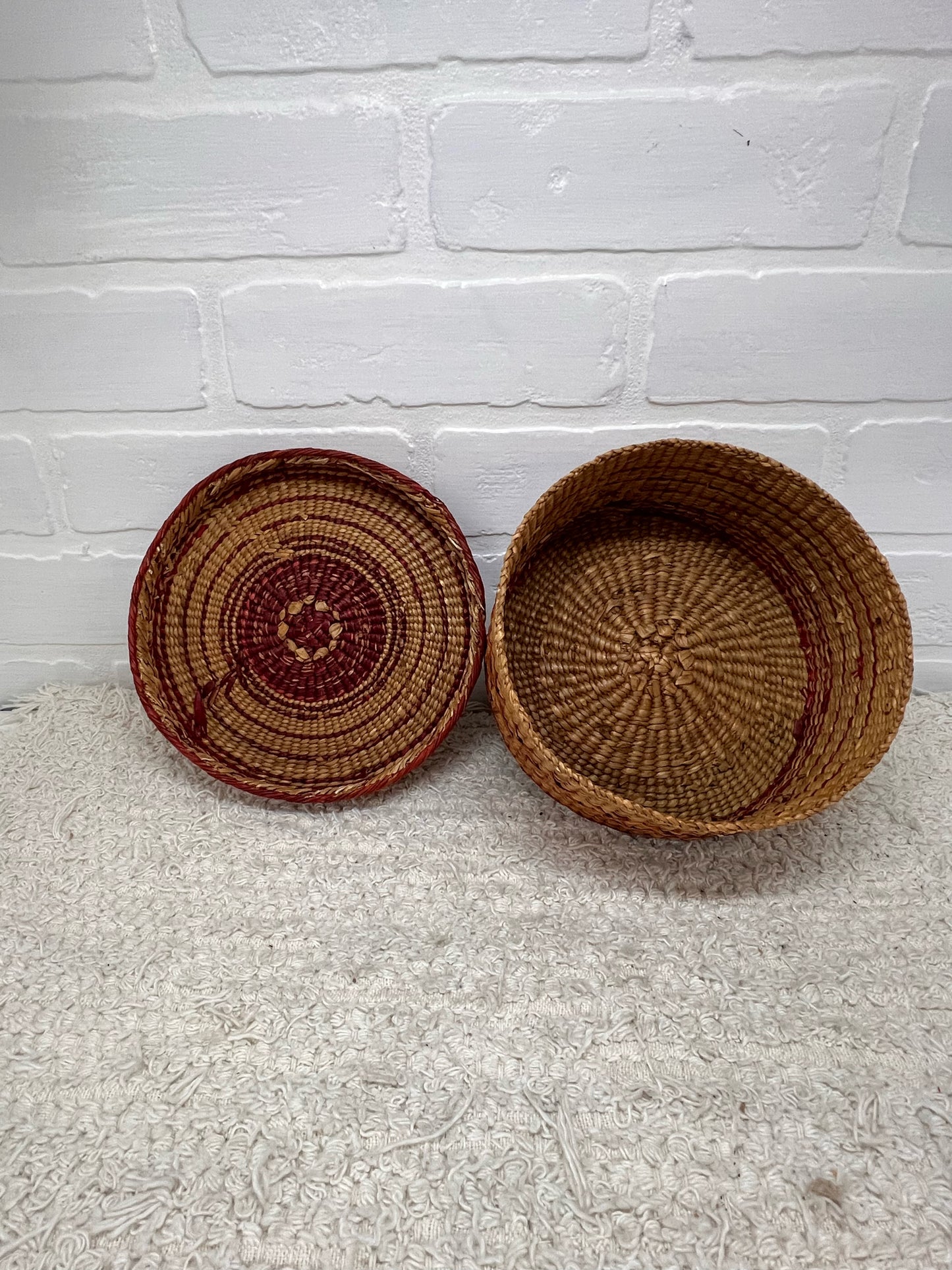 Vintage Round Lidded Basket