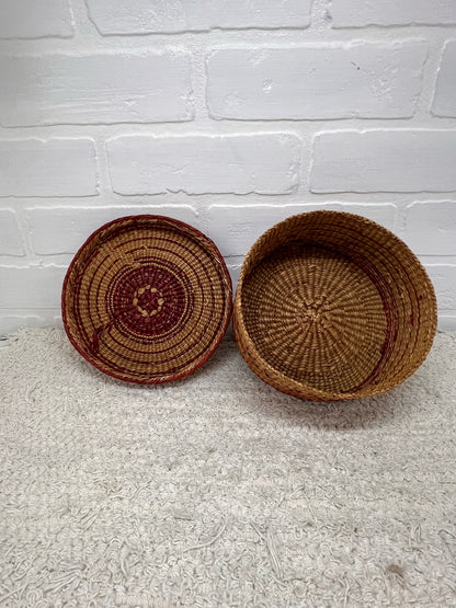 Vintage Round Lidded Basket