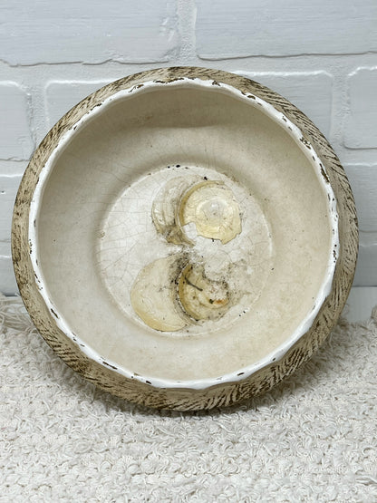 McCoy shallow bulb planter 1960's gold and cream bark pattern