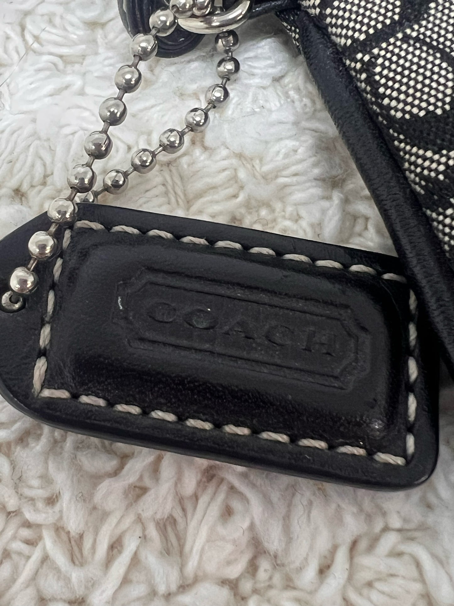 Coach C Logo Canvas & Leather Wristlet in Black