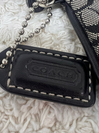 Coach C Logo Canvas & Leather Wristlet in Black