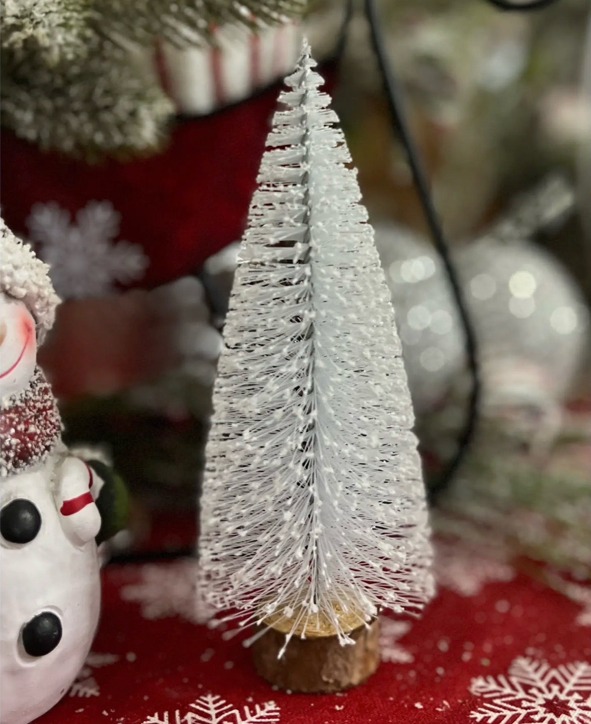 White 6 Inch Bottlebrush Tree