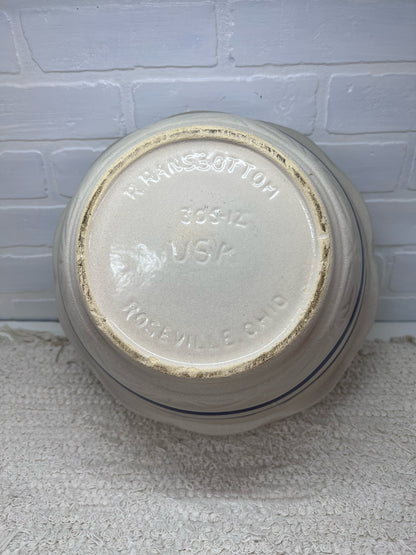 Ransbottom Roseville 12" Mid-Century Blue Banded Bowl