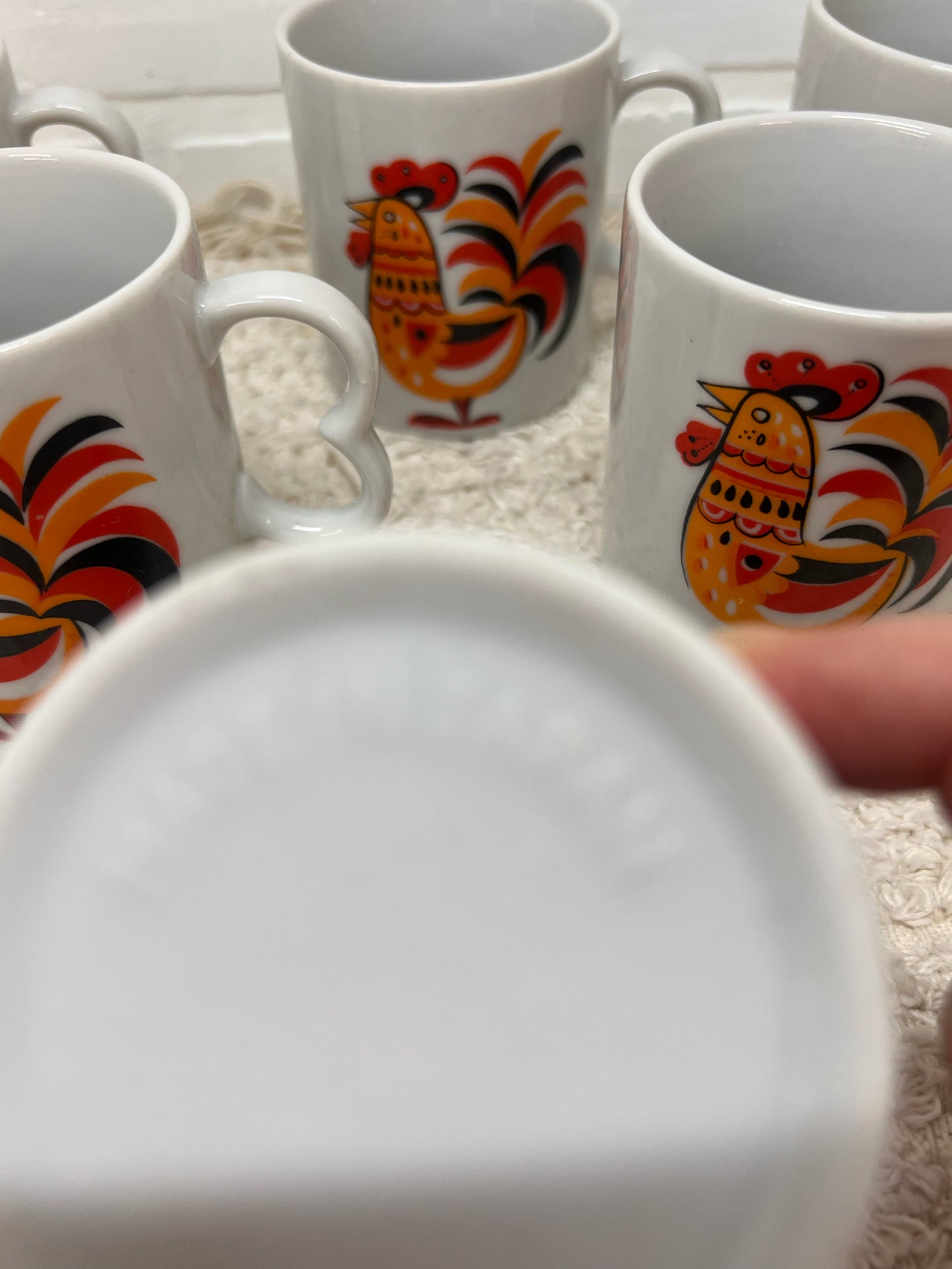 Vintage Mug Set MCM Chickens - Made in Japan