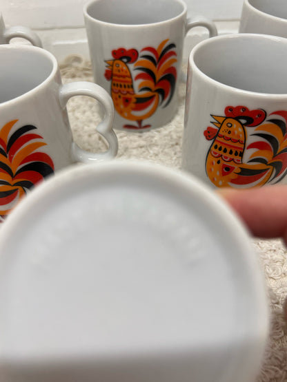 Vintage Mug Set MCM Chickens - Made in Japan