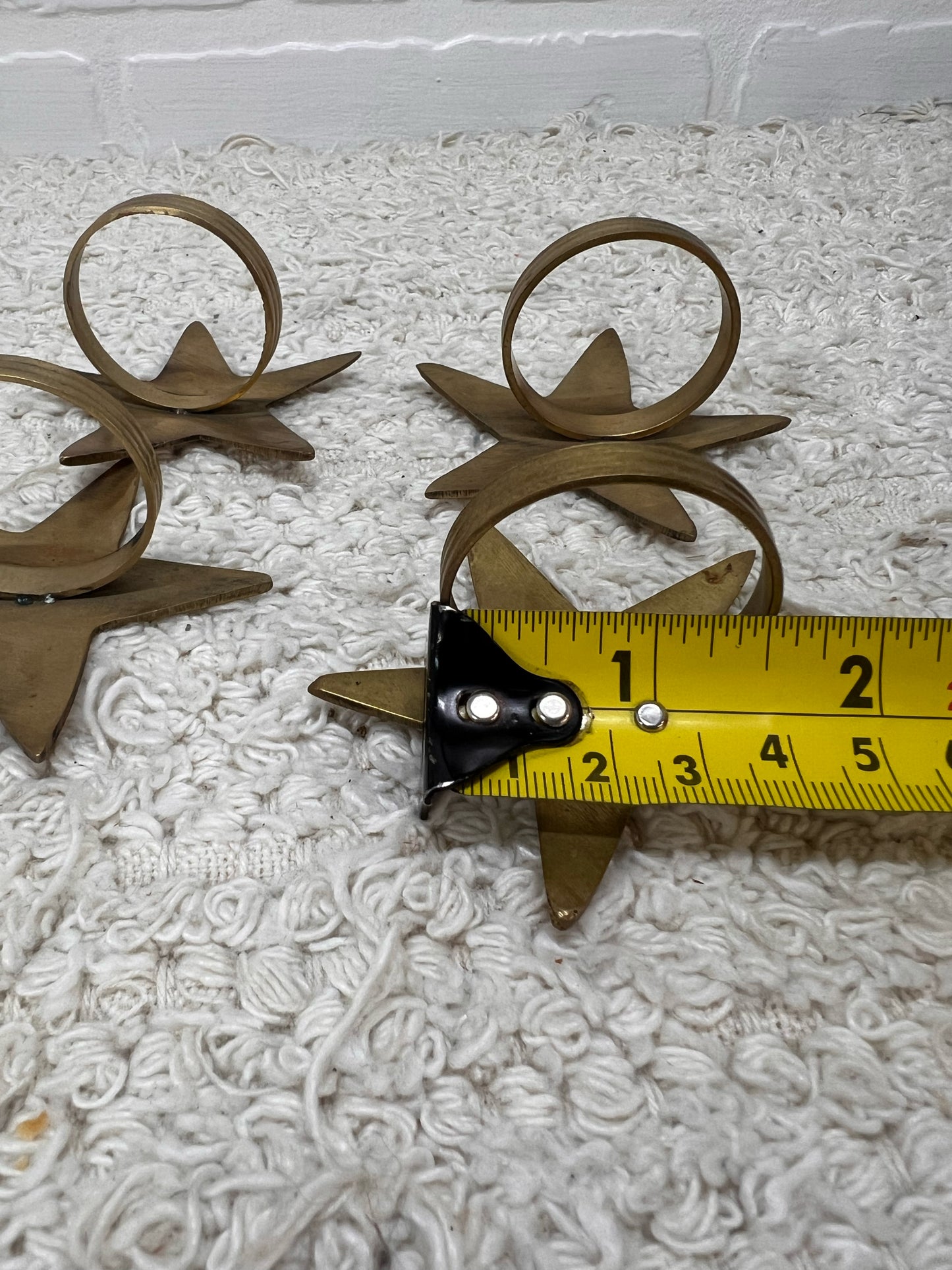 Vintage Brass Star Napkin Ring Set - Four