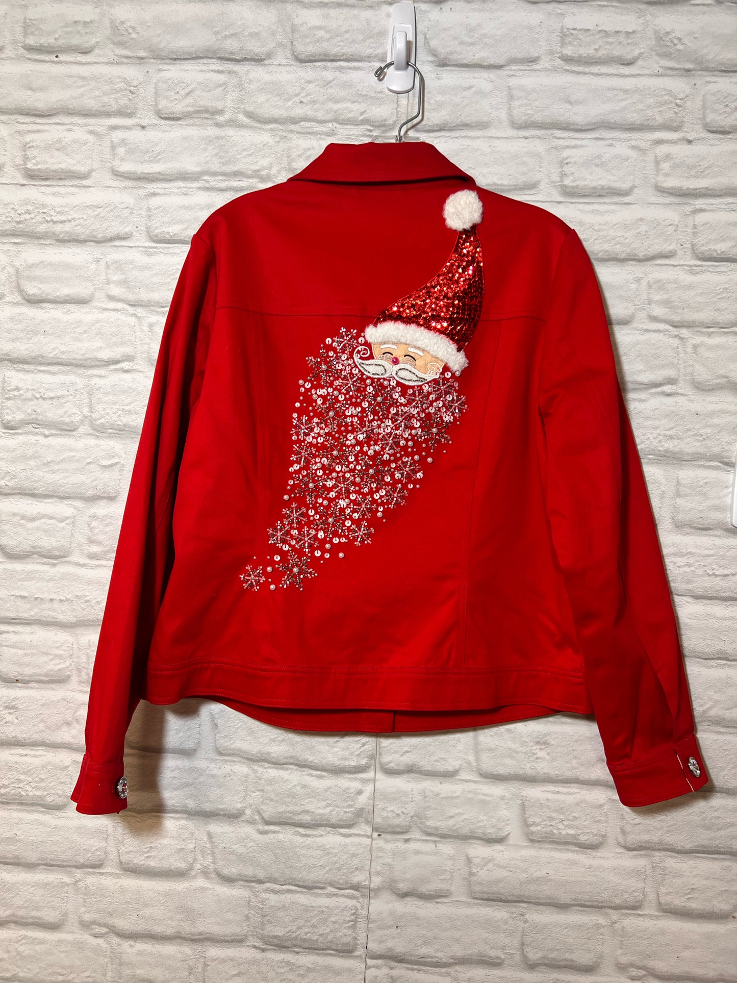 Size L Berek Red Cotton SANTA Embellished Jacket