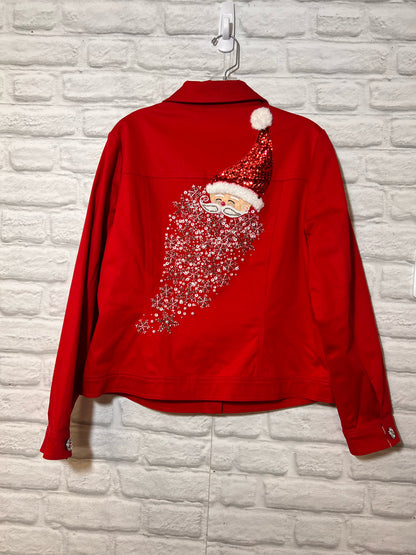 Size L Berek Red Cotton SANTA Embellished Jacket