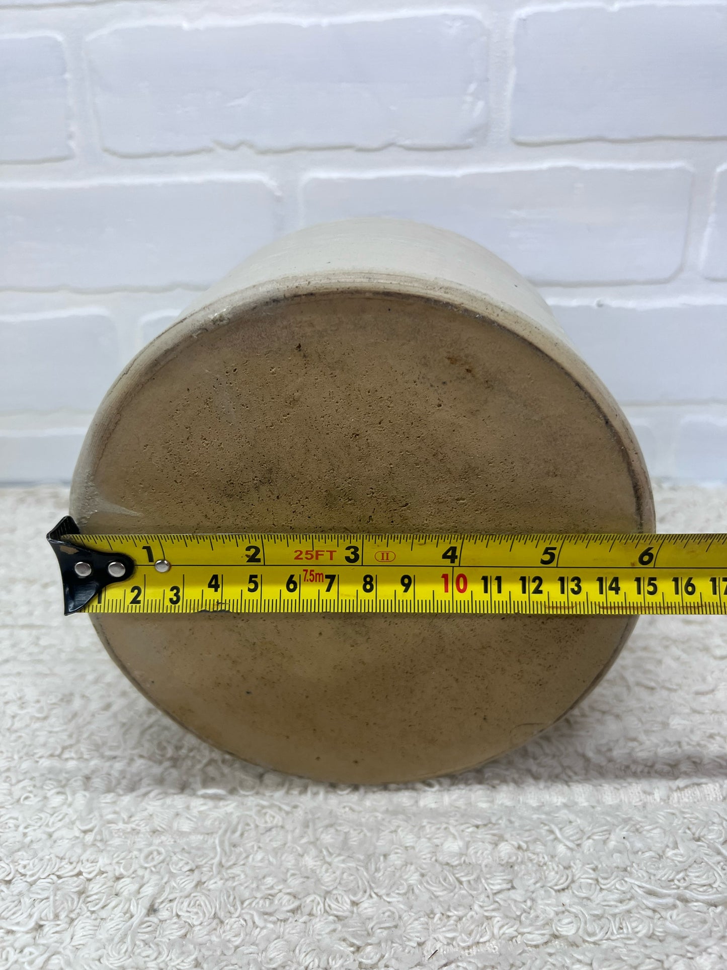 Unbranded Lidded Utilitarian Crock Measures Approx 7" Tall