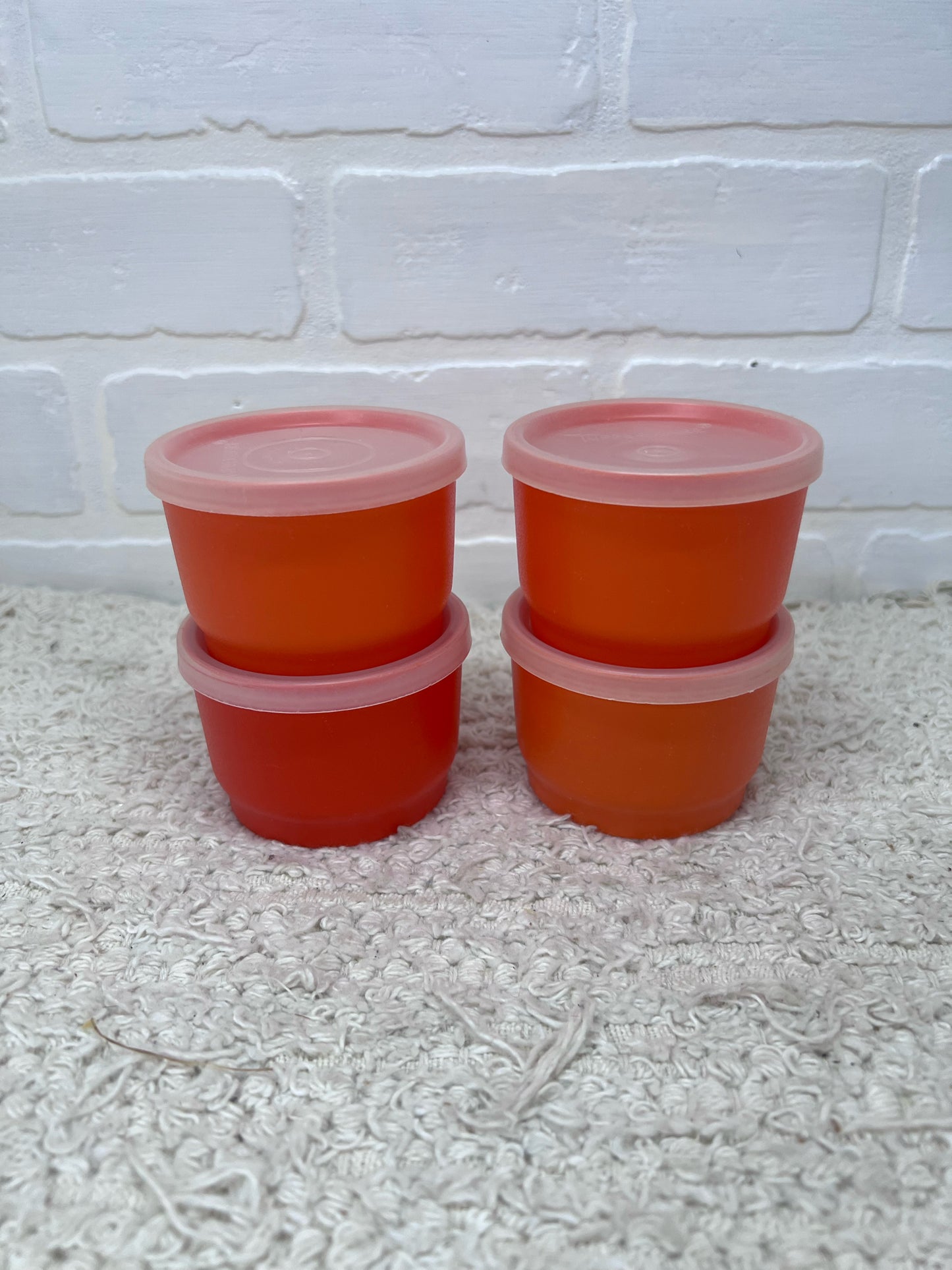 Tupperware Orange Snack Cups - set of 4 with lids