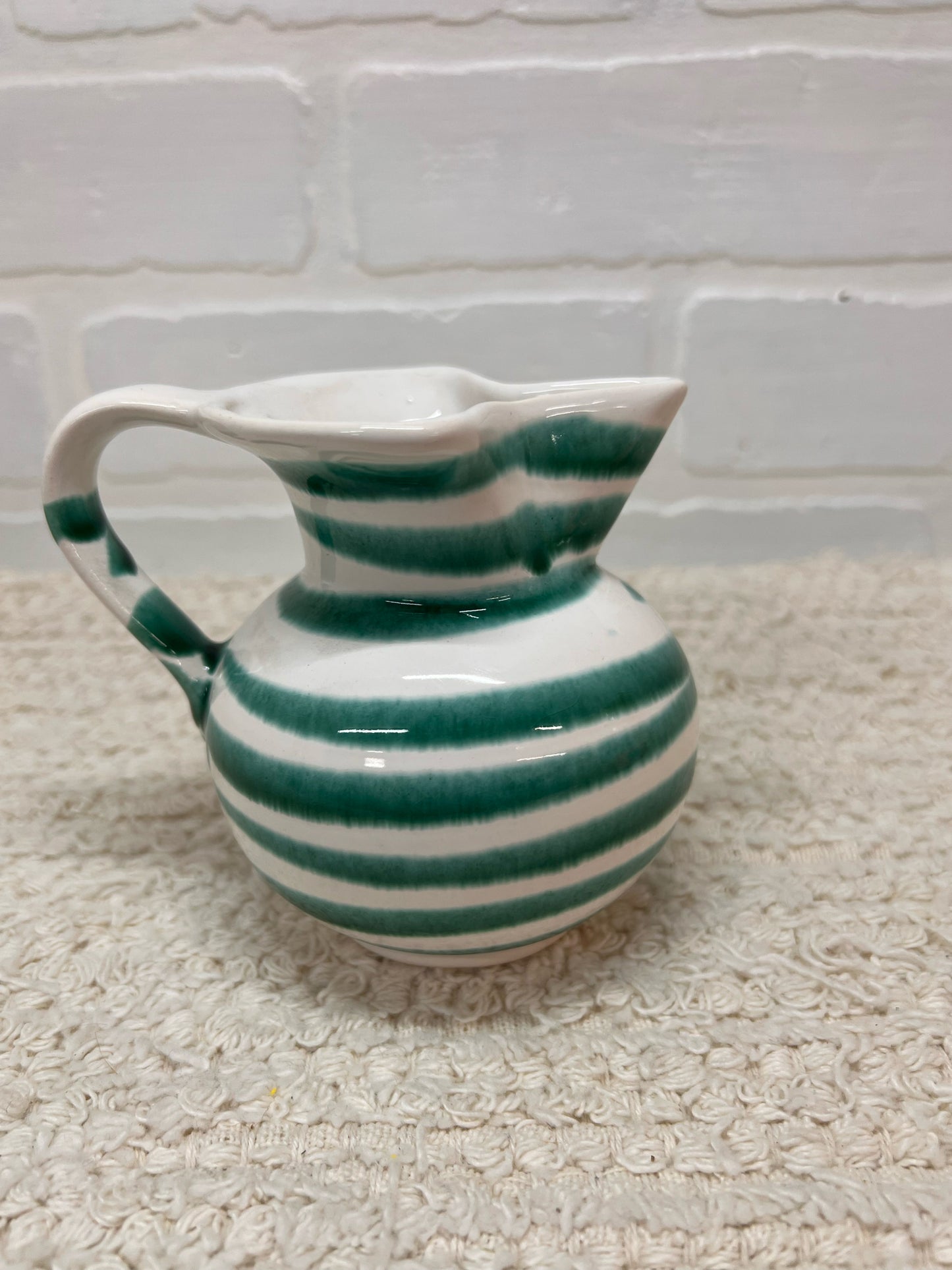Vintage Austrian Aichwalder MCM Green Striped Creamer