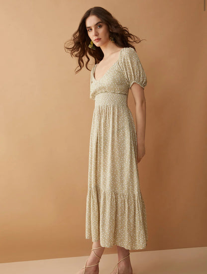 Bohera Bethalee Smocking Dress in Willow Green