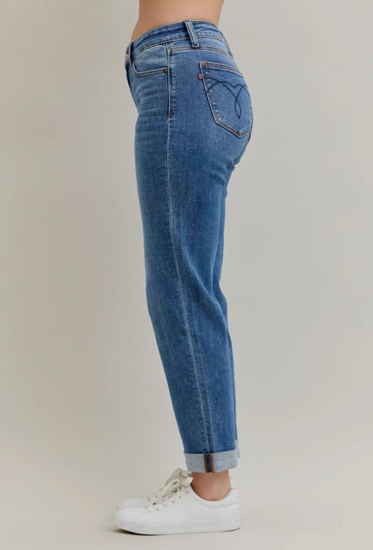 Judy Blue MR BF Classic Cuffed jeans