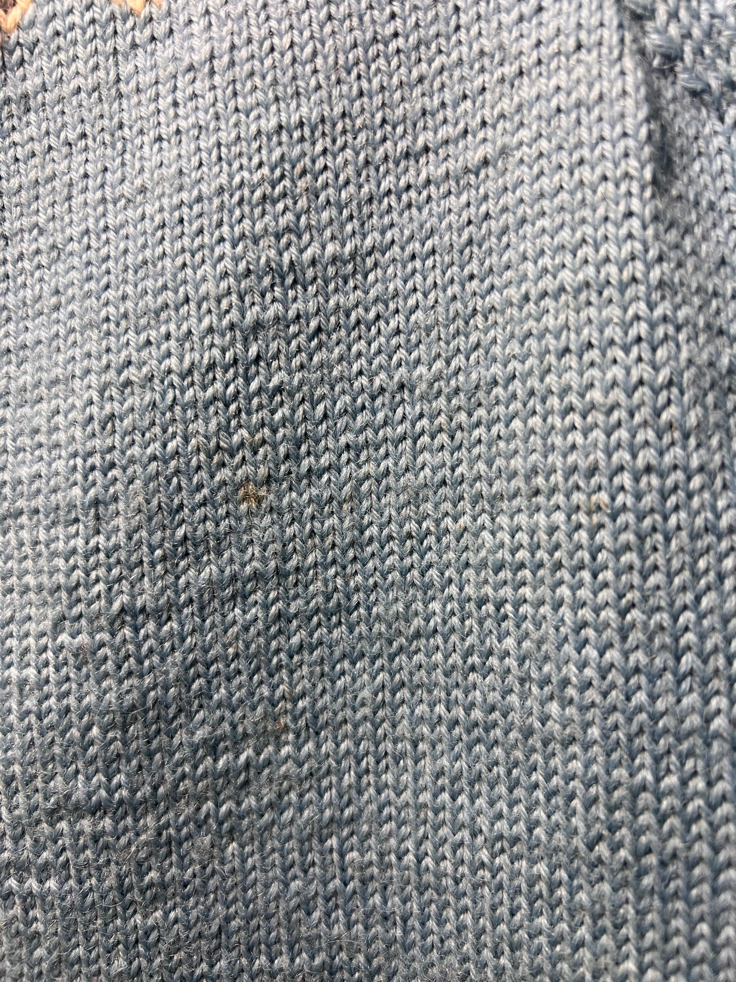 Size S Norway Design Blue, White & Gray Fair Isle Knit Wool Cardigan