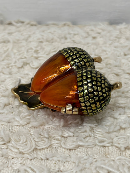 Monet Acorn Enameled Trinket Box