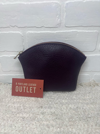Portland Leather Seashell Zipper Pouch in Plum Burgundy Leather
