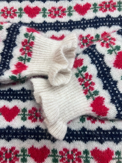 Size L Old Navy Cropped Fair Isle Heart Pattern Wool Blend Sweater
