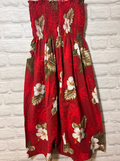 Pacific Legend Vintage Sun Dress Red Hawaii Print