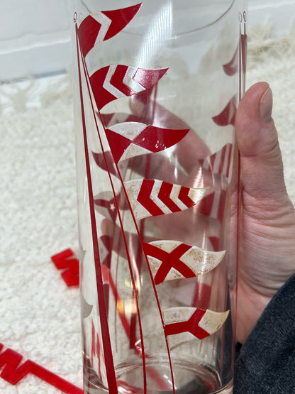 Art Deco Hazel Atlas nautical cocktail shaker w/ two glasses - HARD TO FIND!