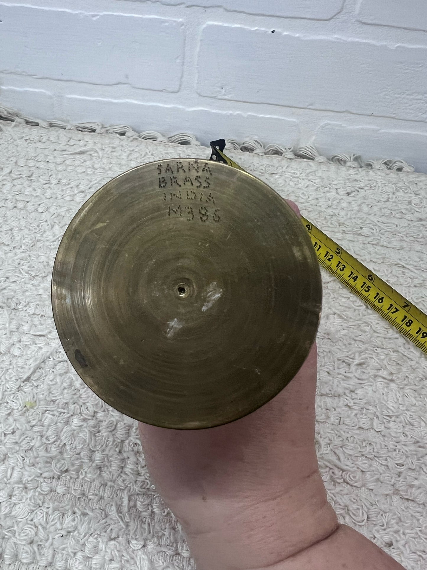 Vintage Brass Vase w/ Atomic Etched Design