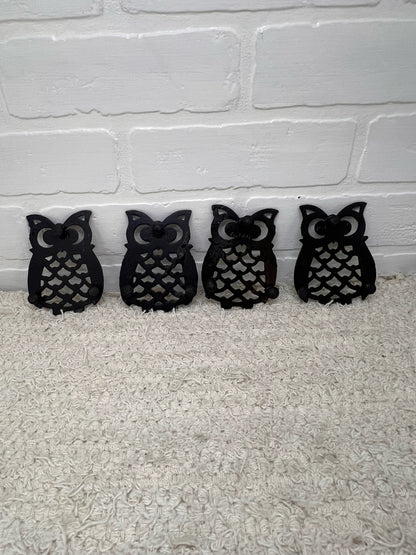 Vintage Owl Trivet Set - 4 four inch metal owls