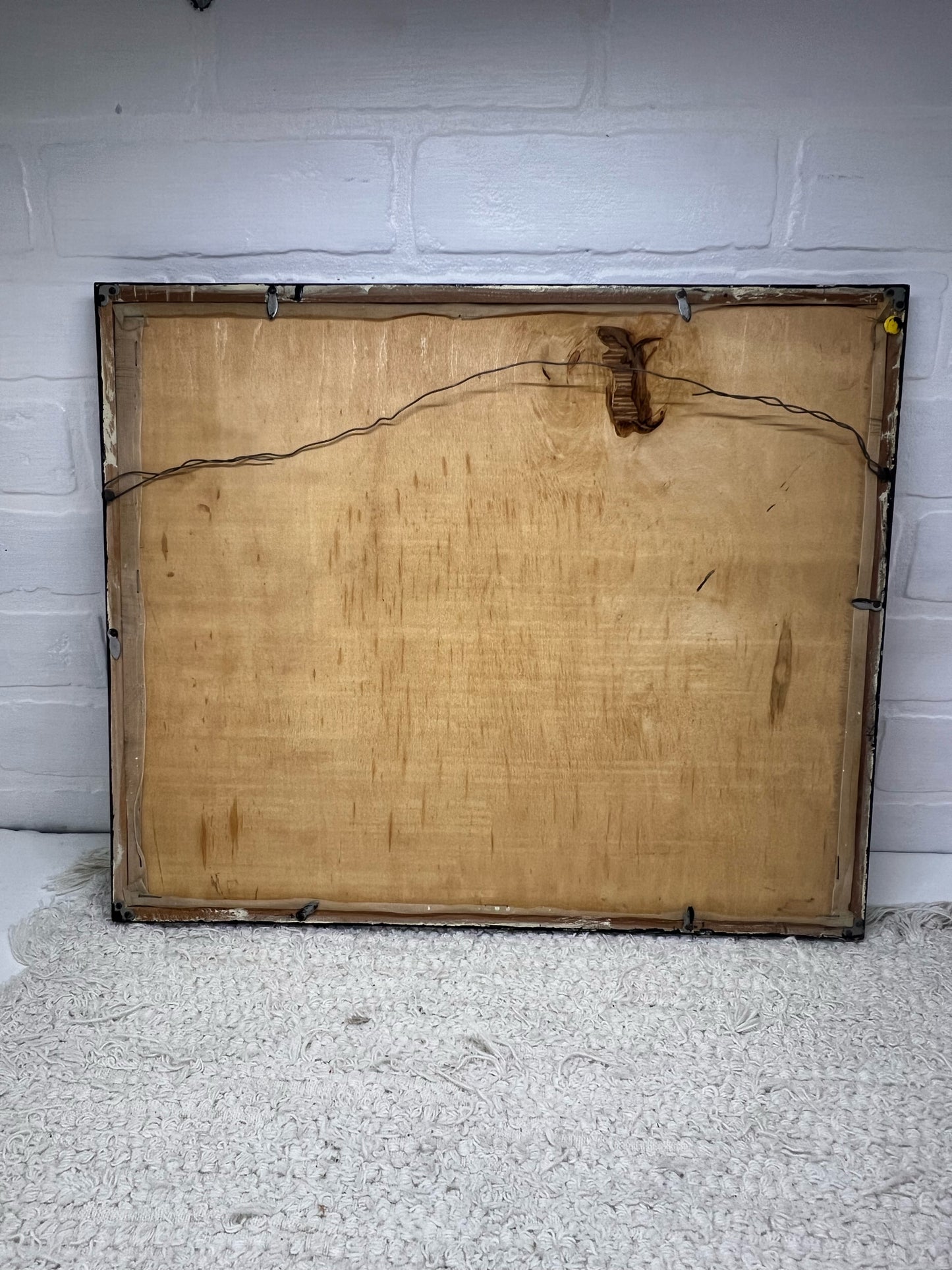 Vintage Framed Painting on Silk - Japanese Snowy Village Scene