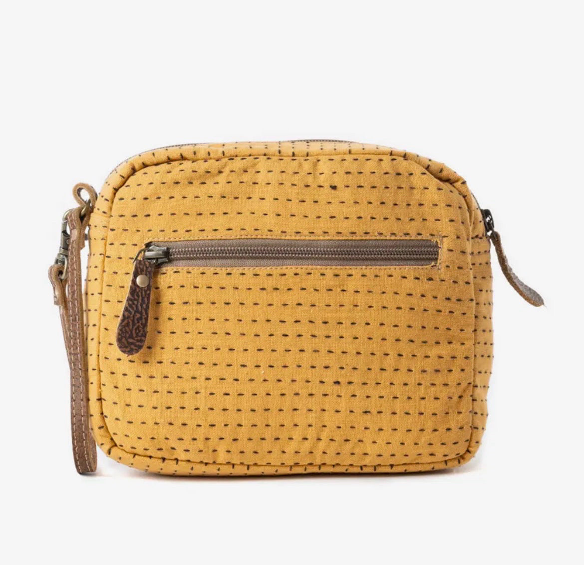 Myra Bag Daisy Pop Woven Pouch in Marigold Yellow