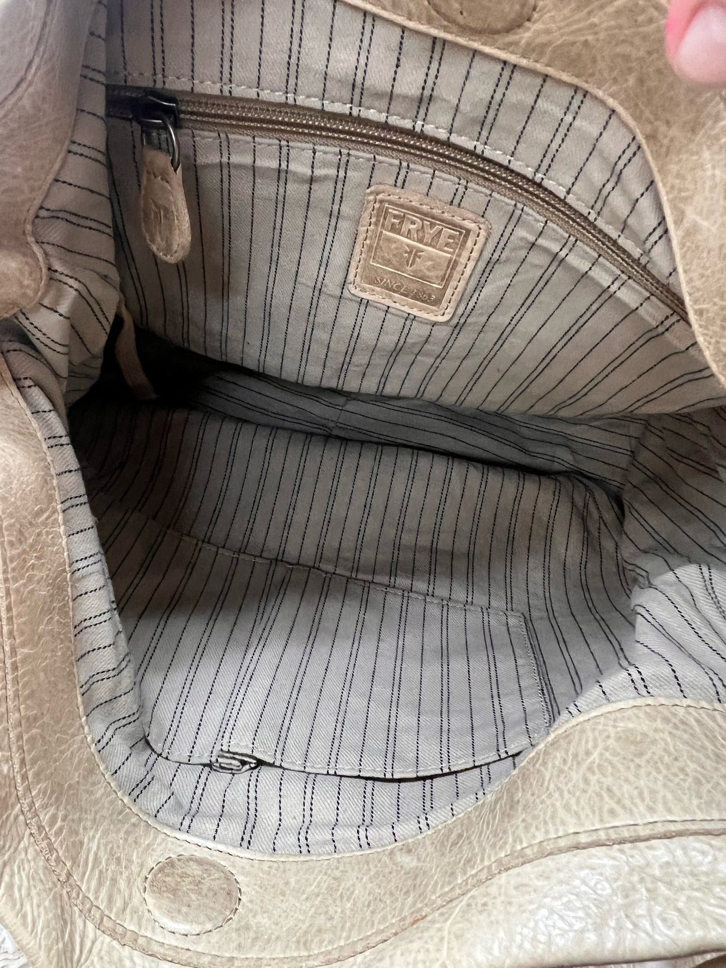 Frye Melissa Hobo Bag in Light Tan Distressed Italian Leather