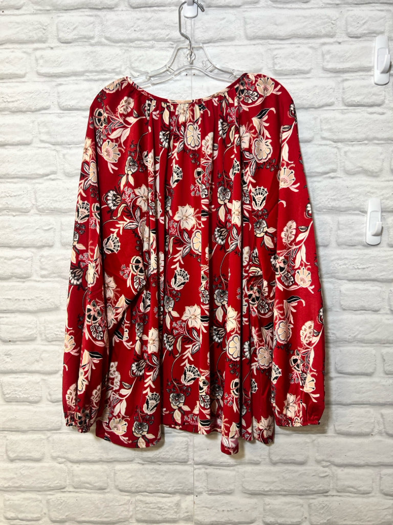 Size 26/28 Lane Bryant red floral blouse