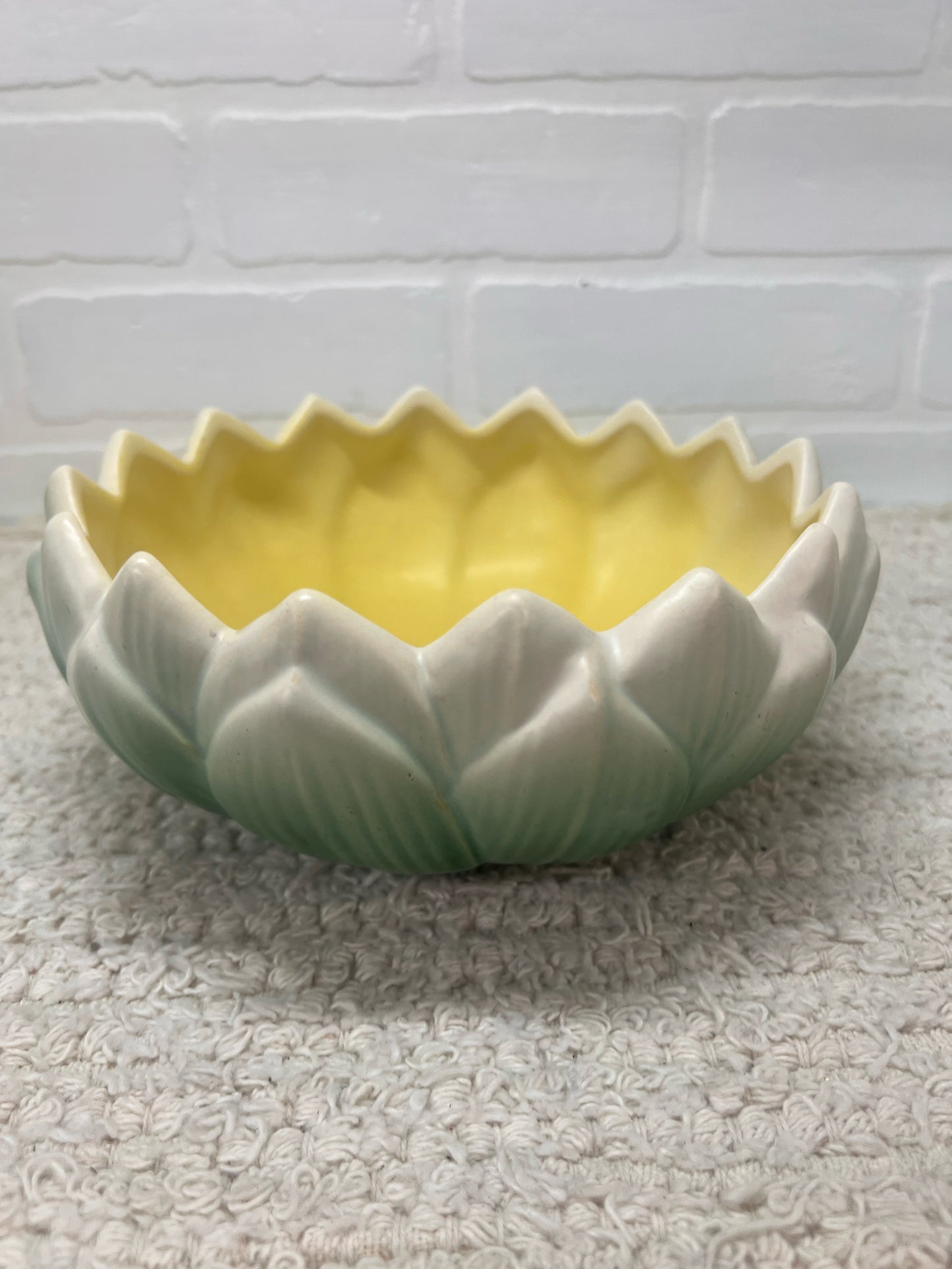 Weller Pottery Green & Yellow Lotus Bowl