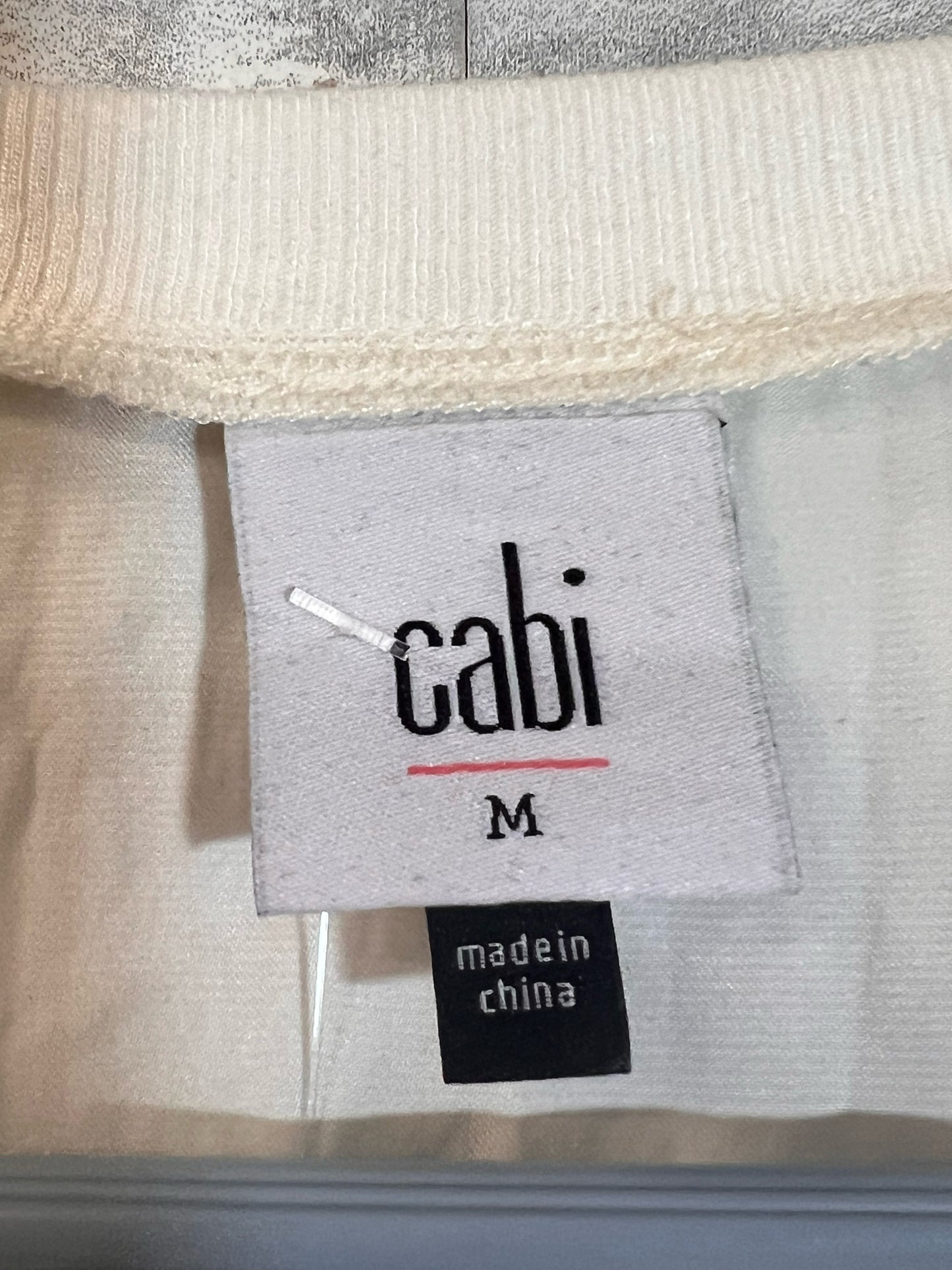 Size M CAbi Silky White T-Shirt Style Top