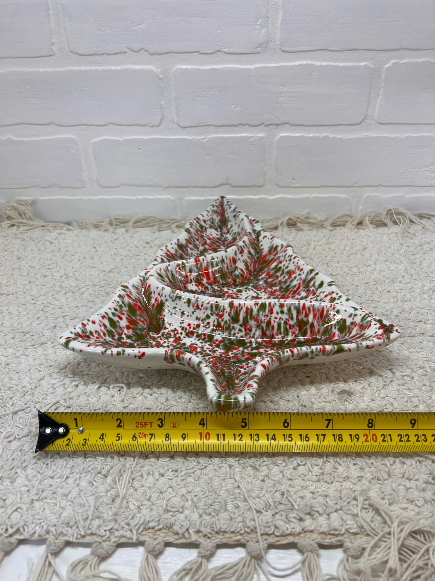 Vintage Ceramic Spatterware Christmas Tree Cookie Tray