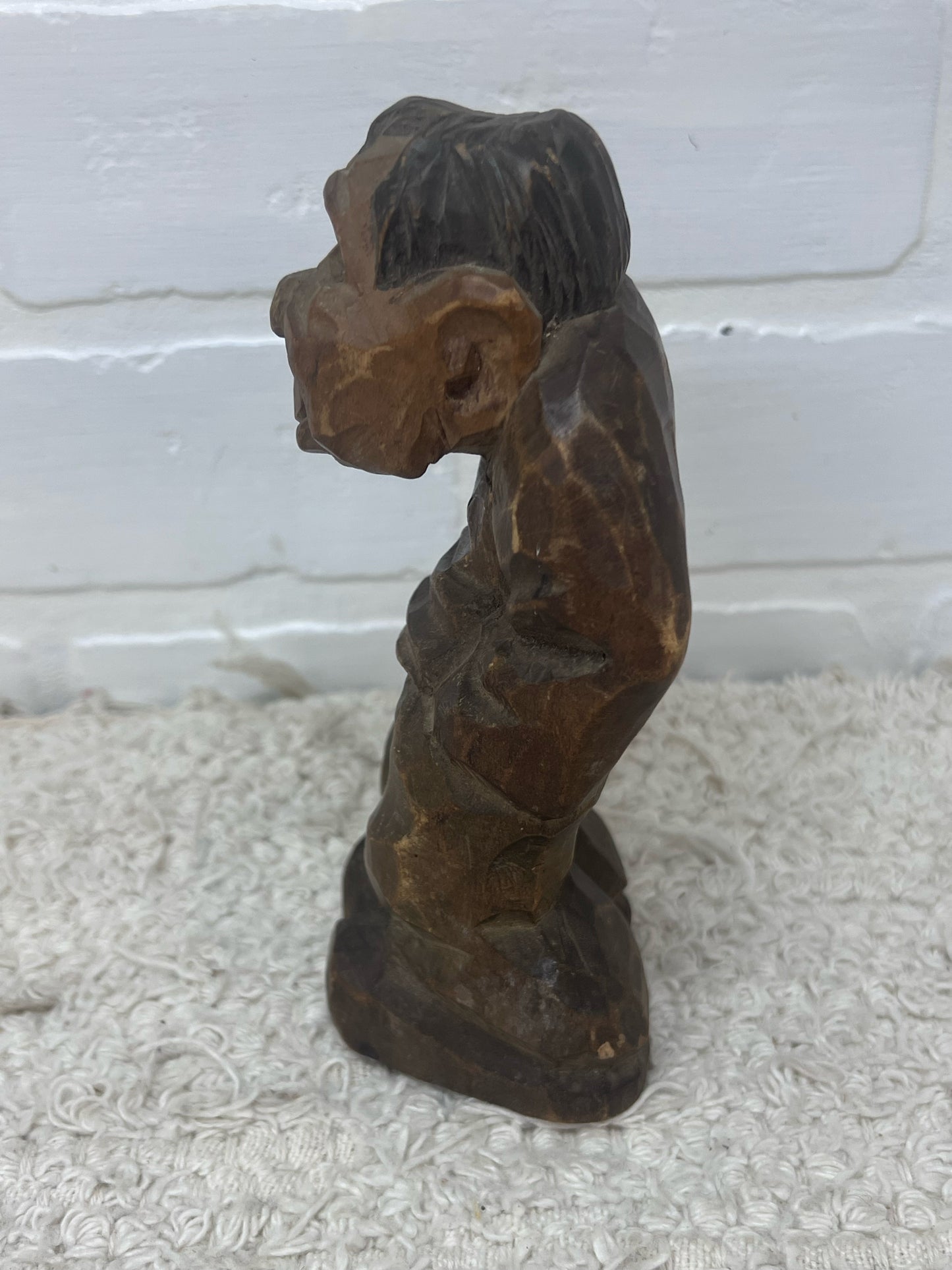 Vintage Hand Carved Wooden Troll Signed DAM - 6" Scandinavian Folk ARt
