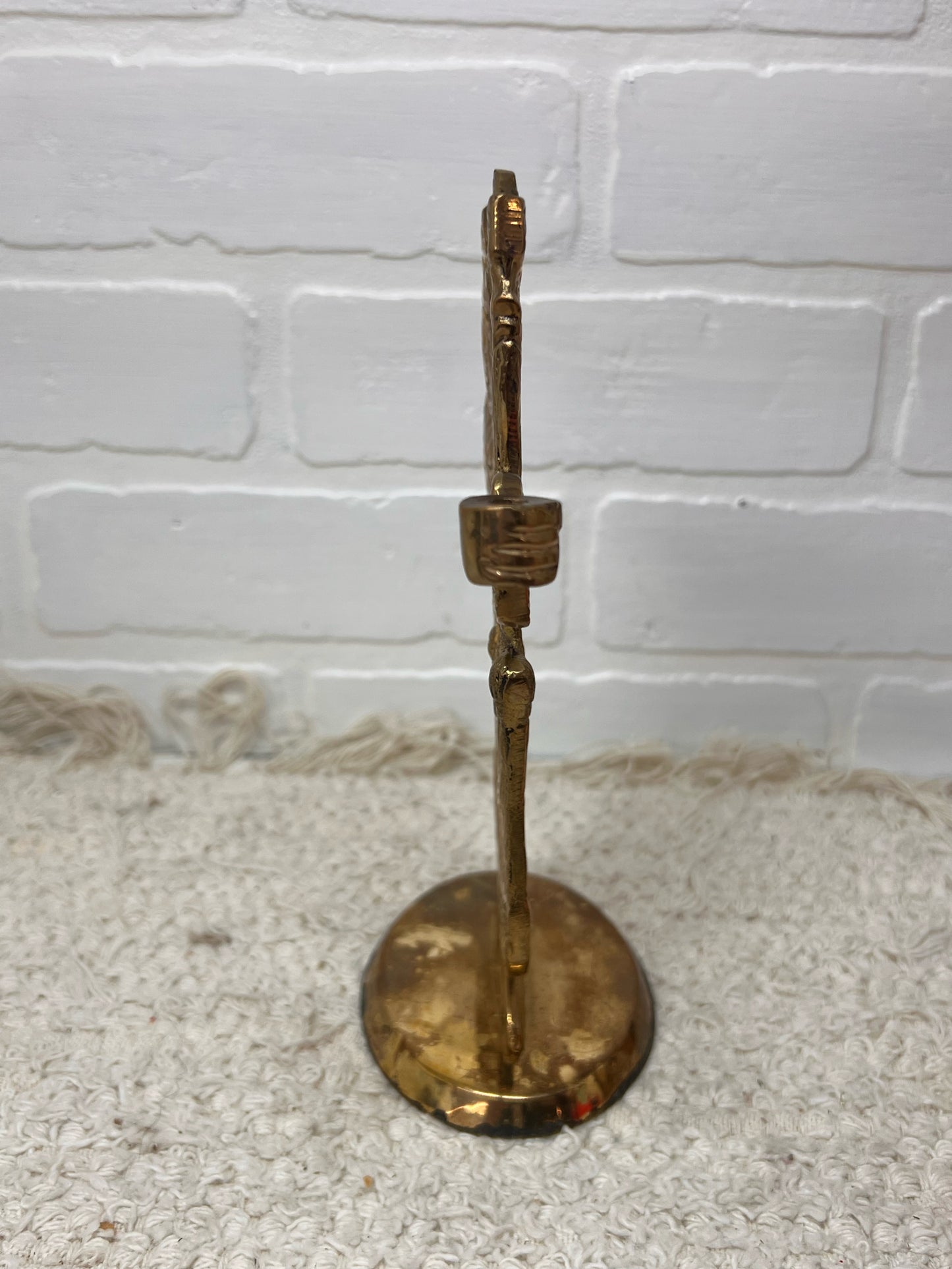 Vintage Brass Santa Taper Candle Holder