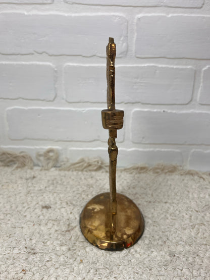 Vintage Brass Santa Taper Candle Holder