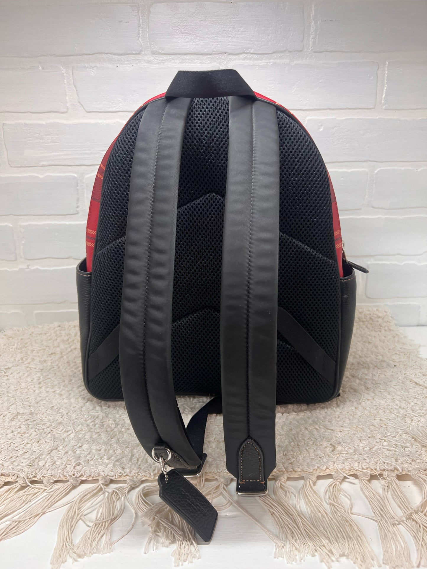 Coach Leather Tartan Plaid Court Backpack Bag