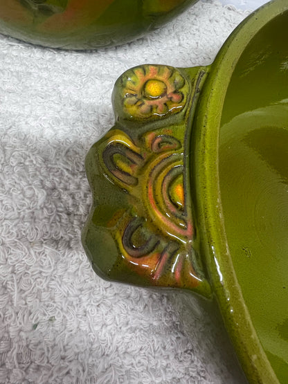 Pacific Stoneware 1970's Floral Rams Head Capricorn Casserole