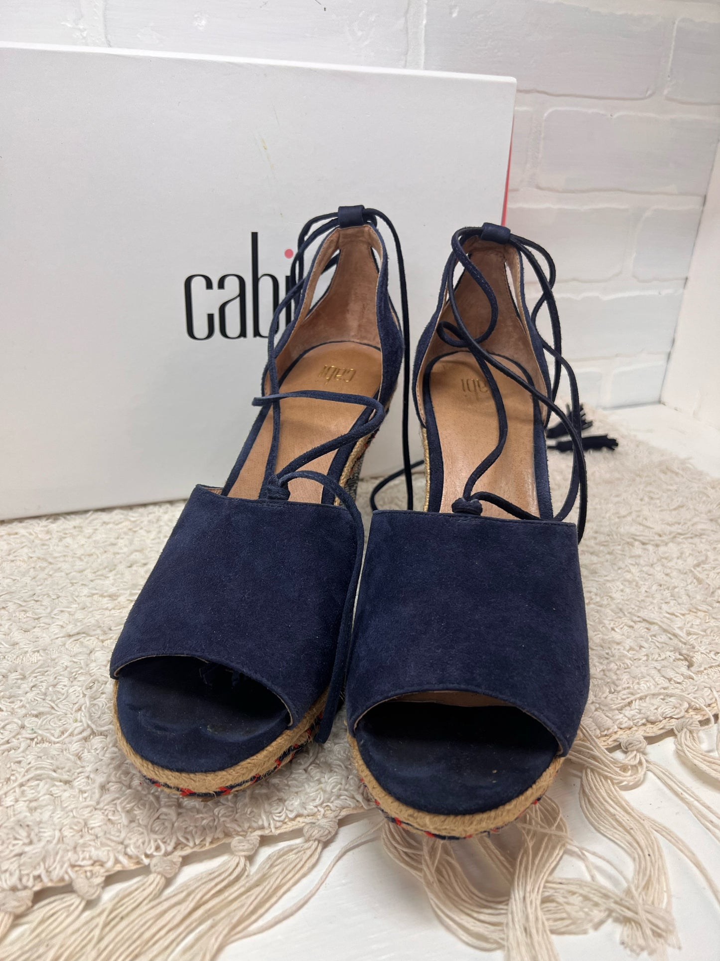 Shoe Size 9 CAbi Wedge Espadrille Lace Up Sandals