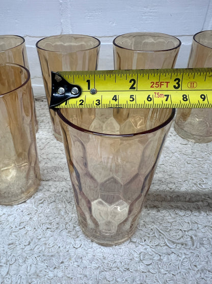 Jeannette Glass Glass set 8 orange glasses in caddy