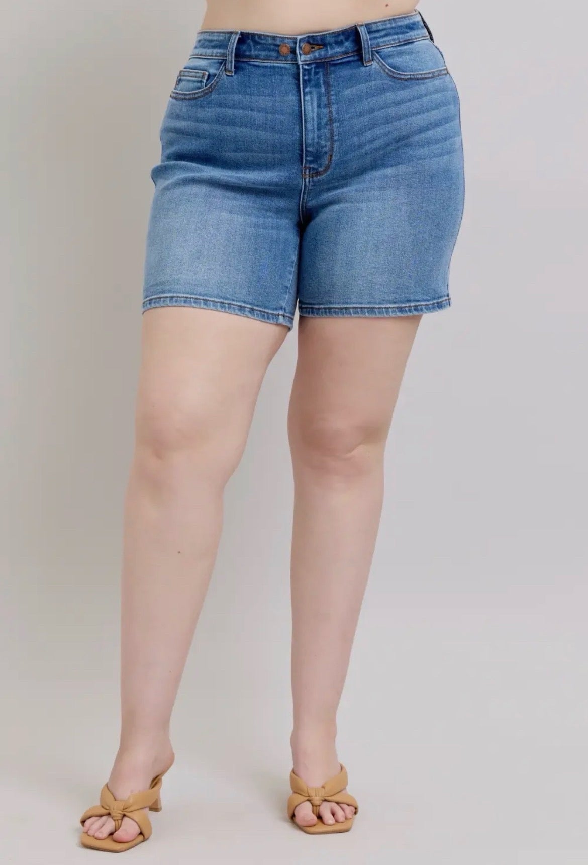 Judy Blue 2 Button Mid Length Dad Shorts - 1X-2X-3X