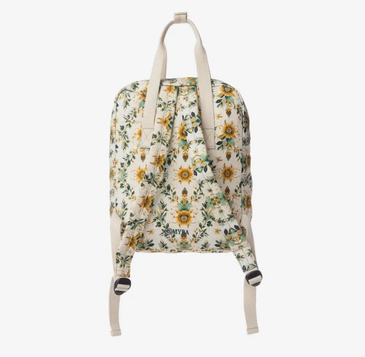 Myra Bag Meadow Cotton & Leather Backpack Bag  in Mustard/Cream
