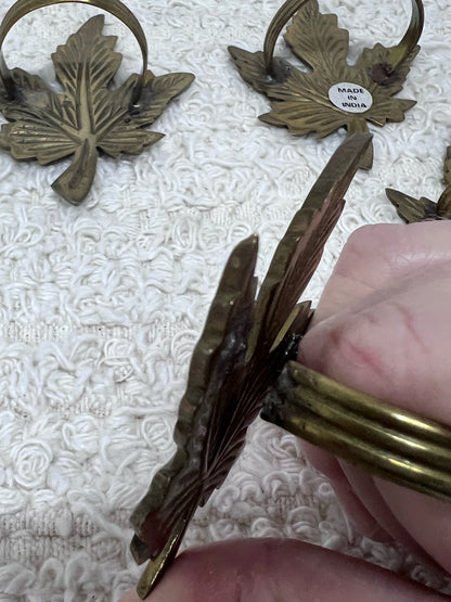 Brass Maple Leaf Napkin Ring Set (4)