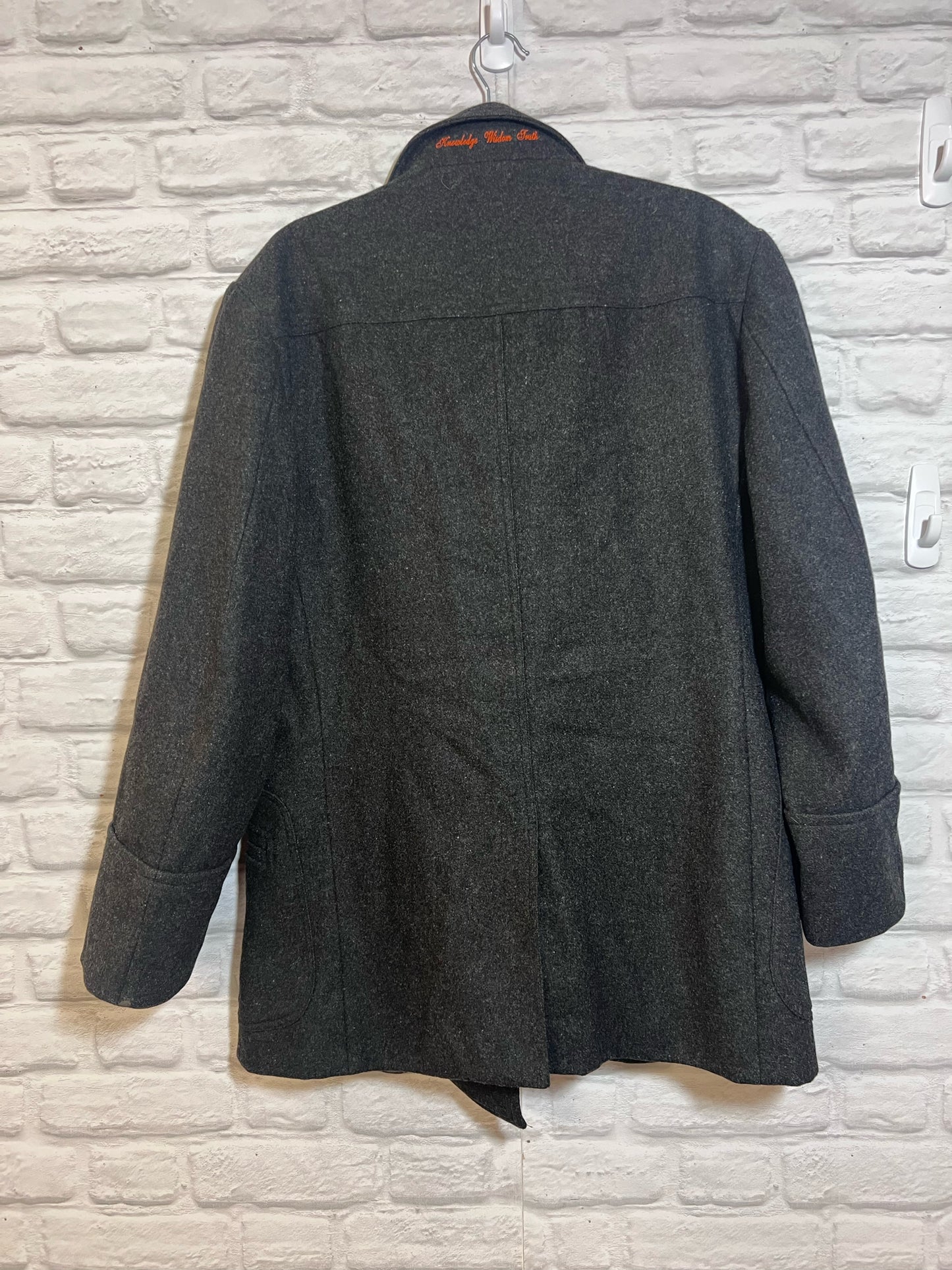 Robert Graham Mens XL Dark Gray Wool Peacoat w/ Paisley Lining