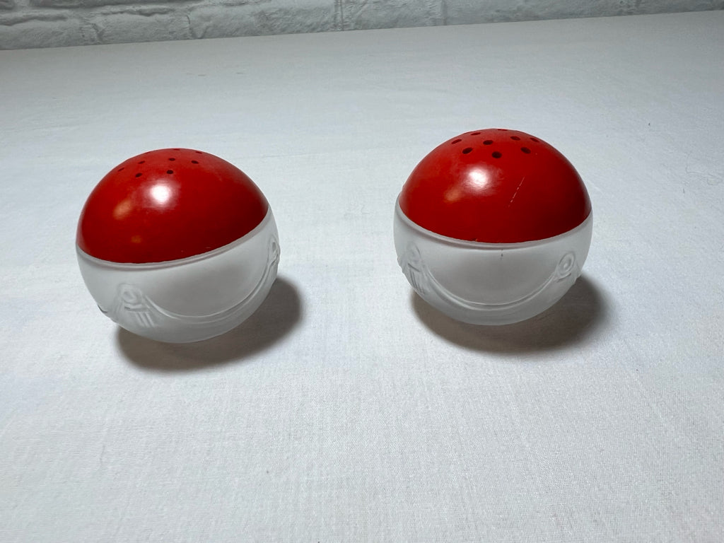 Midcentury Frosted Glass & Bakelite Salt/Pepper Set