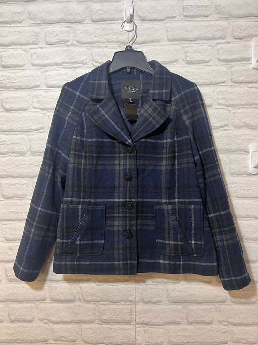 Size L Relativity Wool Blend Plaid  Coat