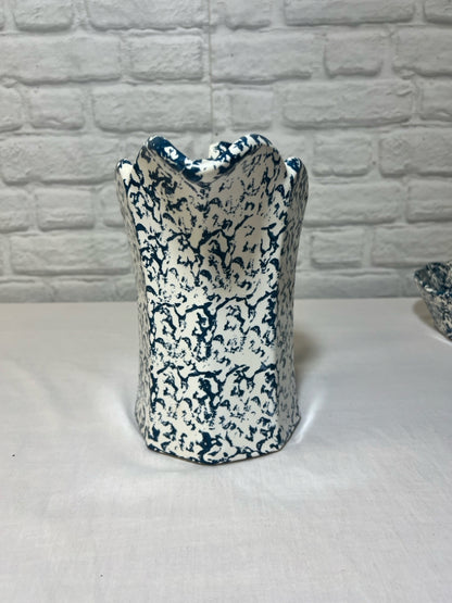 McCoy pitcher & bowl set in blue spatterware